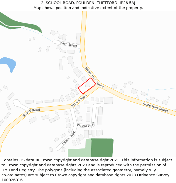 2, SCHOOL ROAD, FOULDEN, THETFORD, IP26 5AJ: Location map and indicative extent of plot
