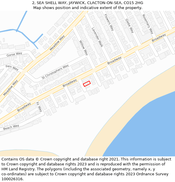 2, SEA SHELL WAY, JAYWICK, CLACTON-ON-SEA, CO15 2HG: Location map and indicative extent of plot