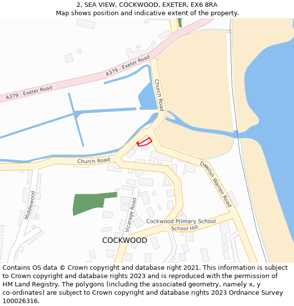 2, SEA VIEW, COCKWOOD, EXETER, EX6 8RA: Location map and indicative extent of plot