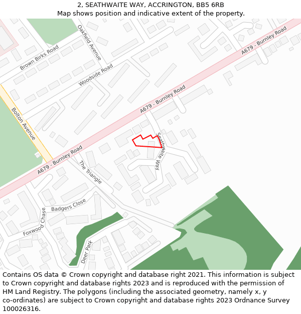 2, SEATHWAITE WAY, ACCRINGTON, BB5 6RB: Location map and indicative extent of plot
