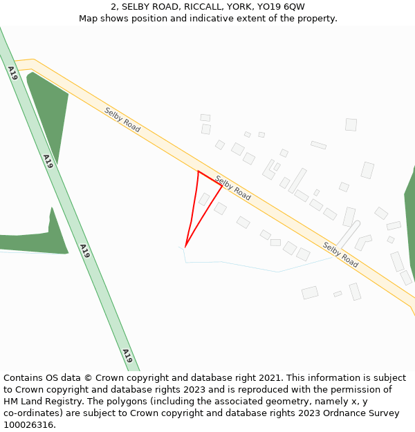2, SELBY ROAD, RICCALL, YORK, YO19 6QW: Location map and indicative extent of plot