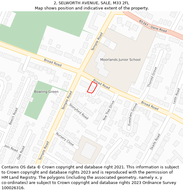 2, SELWORTH AVENUE, SALE, M33 2FL: Location map and indicative extent of plot