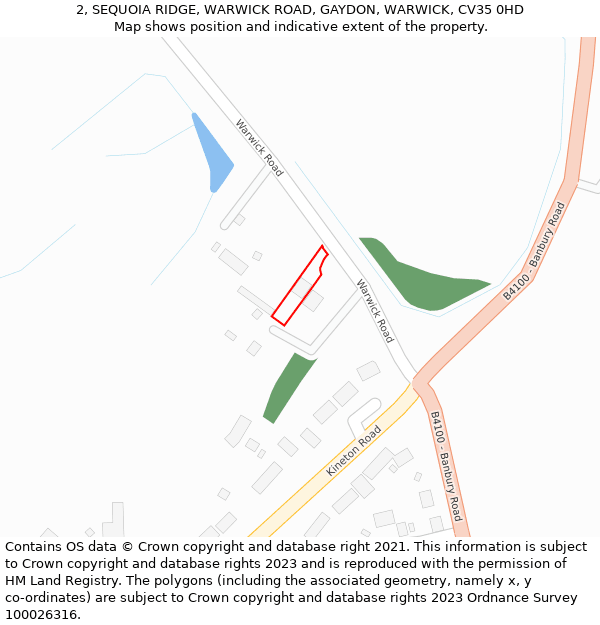 2, SEQUOIA RIDGE, WARWICK ROAD, GAYDON, WARWICK, CV35 0HD: Location map and indicative extent of plot