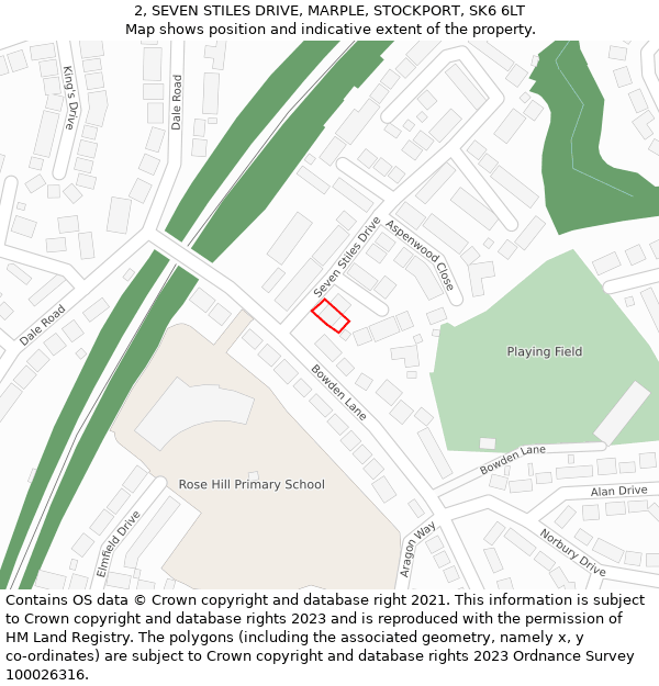 2, SEVEN STILES DRIVE, MARPLE, STOCKPORT, SK6 6LT: Location map and indicative extent of plot