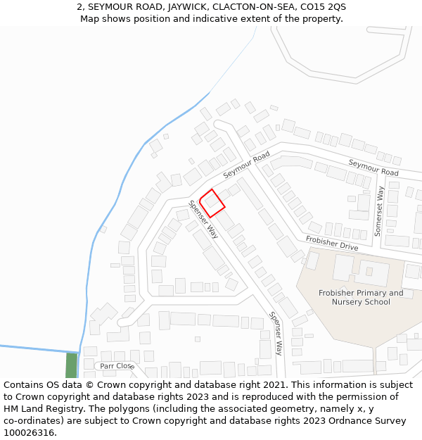 2, SEYMOUR ROAD, JAYWICK, CLACTON-ON-SEA, CO15 2QS: Location map and indicative extent of plot