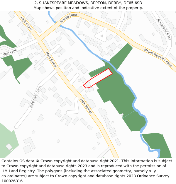 2, SHAKESPEARE MEADOWS, REPTON, DERBY, DE65 6SB: Location map and indicative extent of plot