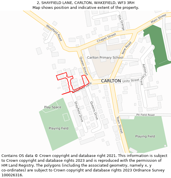 2, SHAYFIELD LANE, CARLTON, WAKEFIELD, WF3 3RH: Location map and indicative extent of plot