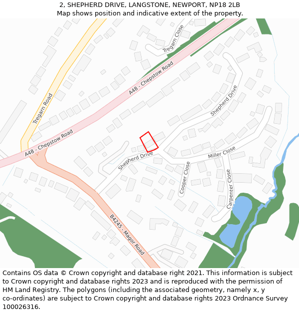 2, SHEPHERD DRIVE, LANGSTONE, NEWPORT, NP18 2LB: Location map and indicative extent of plot