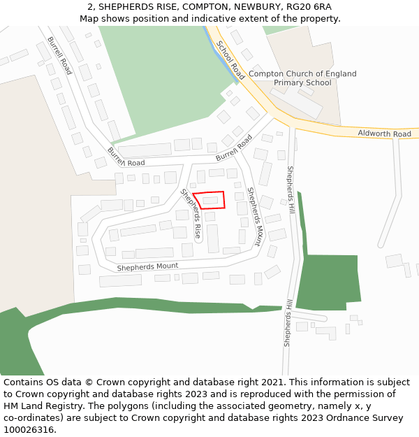 2, SHEPHERDS RISE, COMPTON, NEWBURY, RG20 6RA: Location map and indicative extent of plot