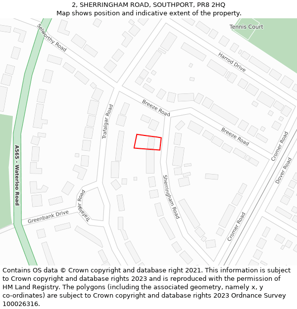 2, SHERRINGHAM ROAD, SOUTHPORT, PR8 2HQ: Location map and indicative extent of plot