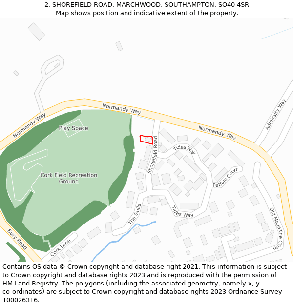 2, SHOREFIELD ROAD, MARCHWOOD, SOUTHAMPTON, SO40 4SR: Location map and indicative extent of plot