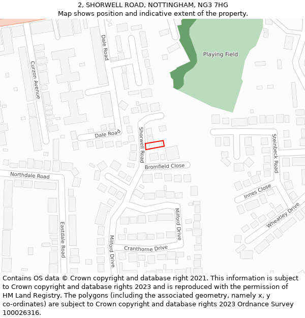 2, SHORWELL ROAD, NOTTINGHAM, NG3 7HG: Location map and indicative extent of plot