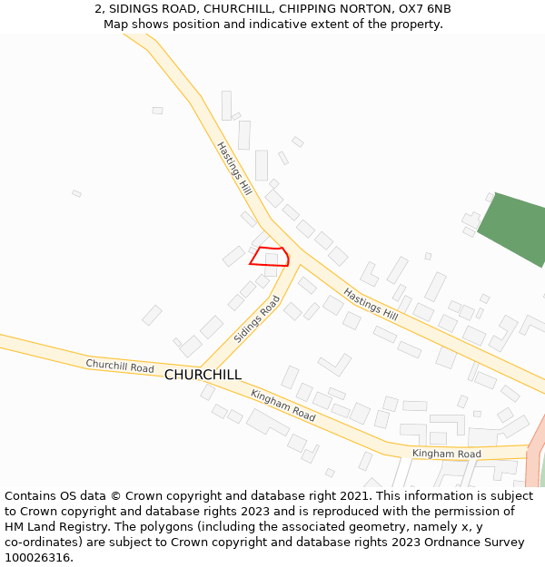 2, SIDINGS ROAD, CHURCHILL, CHIPPING NORTON, OX7 6NB: Location map and indicative extent of plot