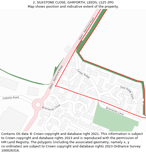 2, SILKSTONE CLOSE, GARFORTH, LEEDS, LS25 2PG: Location map and indicative extent of plot