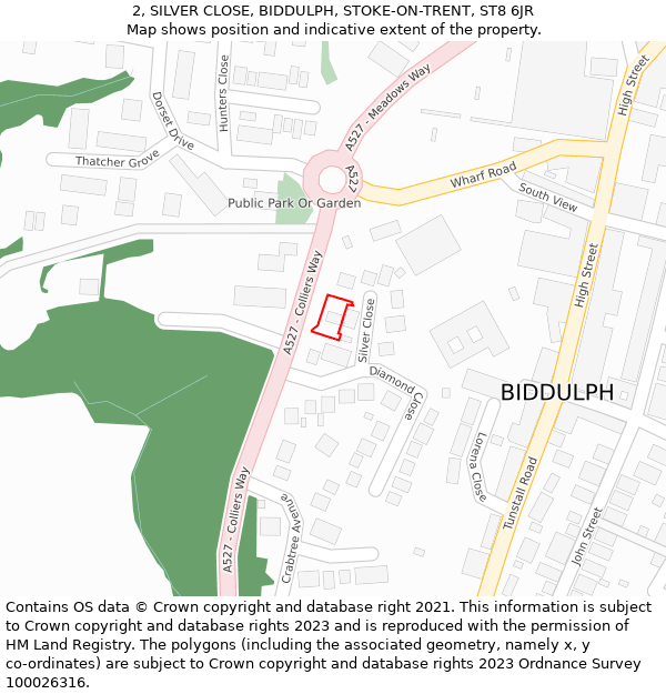 2, SILVER CLOSE, BIDDULPH, STOKE-ON-TRENT, ST8 6JR: Location map and indicative extent of plot