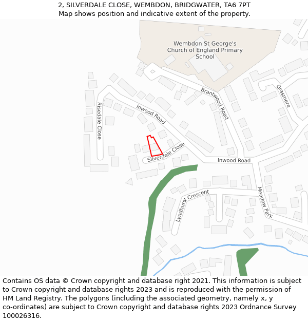 2, SILVERDALE CLOSE, WEMBDON, BRIDGWATER, TA6 7PT: Location map and indicative extent of plot