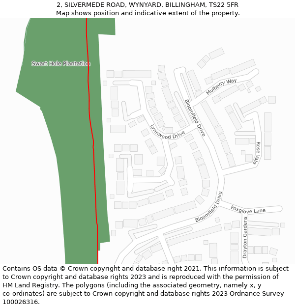 2, SILVERMEDE ROAD, WYNYARD, BILLINGHAM, TS22 5FR: Location map and indicative extent of plot