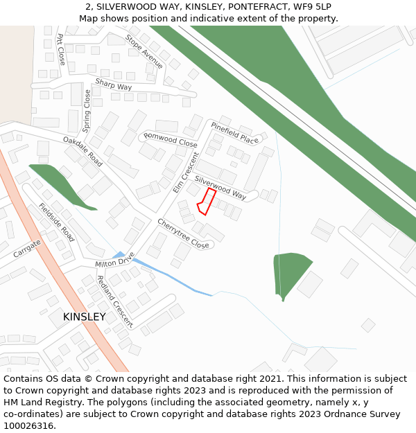 2, SILVERWOOD WAY, KINSLEY, PONTEFRACT, WF9 5LP: Location map and indicative extent of plot