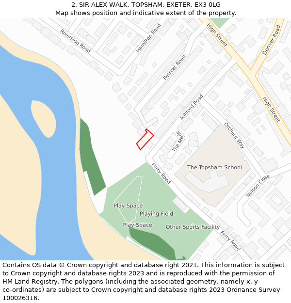 2, SIR ALEX WALK, TOPSHAM, EXETER, EX3 0LG: Location map and indicative extent of plot