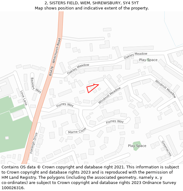 2, SISTERS FIELD, WEM, SHREWSBURY, SY4 5YT: Location map and indicative extent of plot