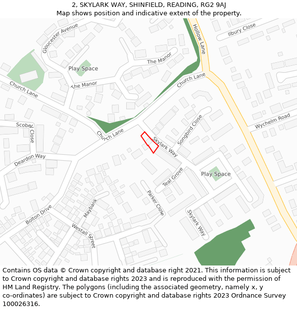 2, SKYLARK WAY, SHINFIELD, READING, RG2 9AJ: Location map and indicative extent of plot