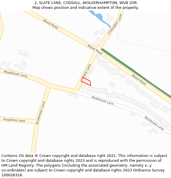 2, SLATE LANE, CODSALL, WOLVERHAMPTON, WV8 1DR: Location map and indicative extent of plot