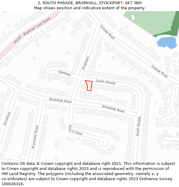 2, SOUTH PARADE, BRAMHALL, STOCKPORT, SK7 3BH: Location map and indicative extent of plot