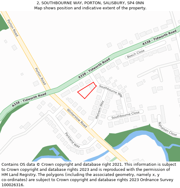 2, SOUTHBOURNE WAY, PORTON, SALISBURY, SP4 0NN: Location map and indicative extent of plot