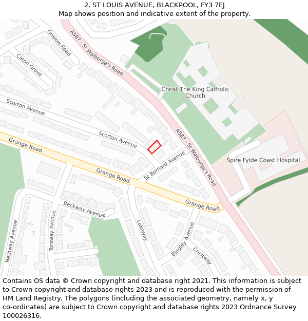 2, ST LOUIS AVENUE, BLACKPOOL, FY3 7EJ: Location map and indicative extent of plot
