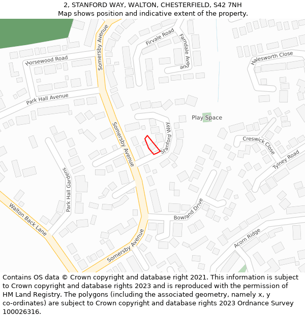 2, STANFORD WAY, WALTON, CHESTERFIELD, S42 7NH: Location map and indicative extent of plot