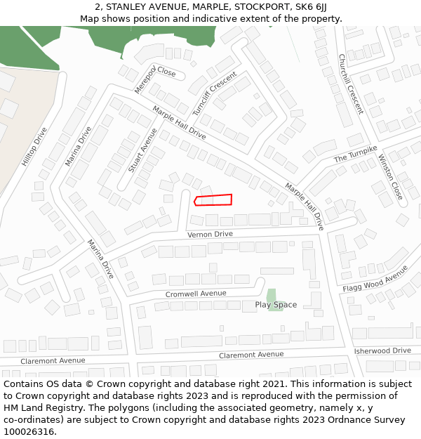 2, STANLEY AVENUE, MARPLE, STOCKPORT, SK6 6JJ: Location map and indicative extent of plot