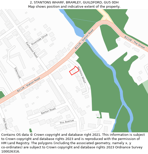 2, STANTONS WHARF, BRAMLEY, GUILDFORD, GU5 0DH: Location map and indicative extent of plot