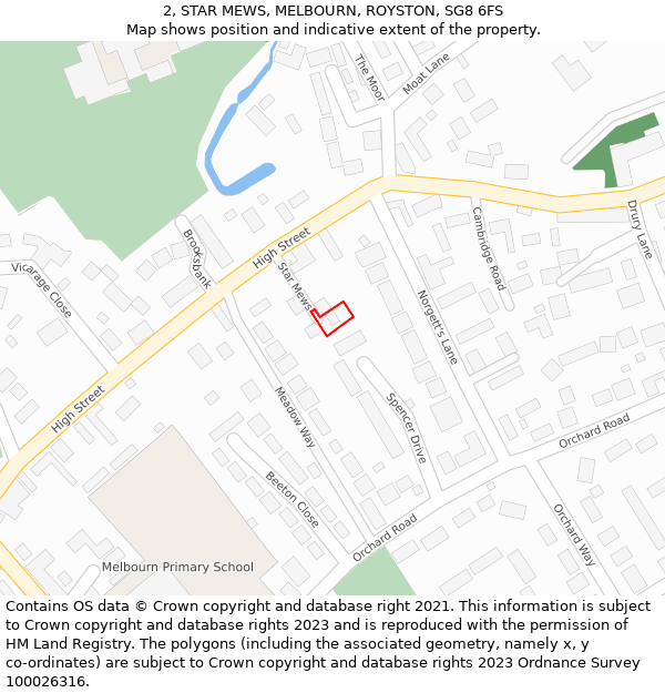 2, STAR MEWS, MELBOURN, ROYSTON, SG8 6FS: Location map and indicative extent of plot