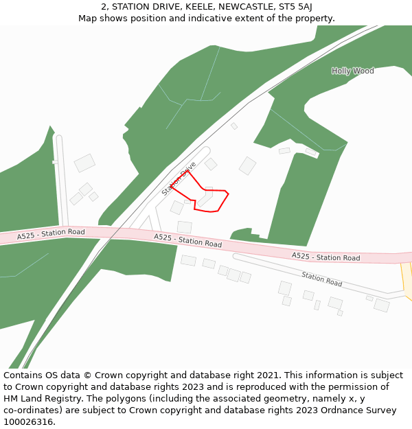 2, STATION DRIVE, KEELE, NEWCASTLE, ST5 5AJ: Location map and indicative extent of plot