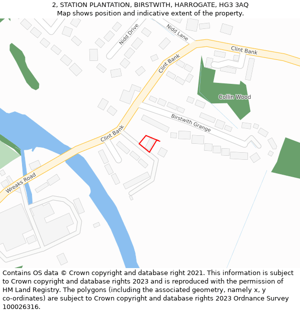 2, STATION PLANTATION, BIRSTWITH, HARROGATE, HG3 3AQ: Location map and indicative extent of plot