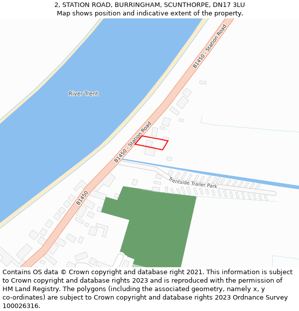 2, STATION ROAD, BURRINGHAM, SCUNTHORPE, DN17 3LU: Location map and indicative extent of plot