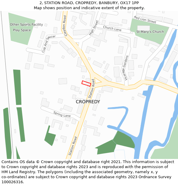 2, STATION ROAD, CROPREDY, BANBURY, OX17 1PP: Location map and indicative extent of plot