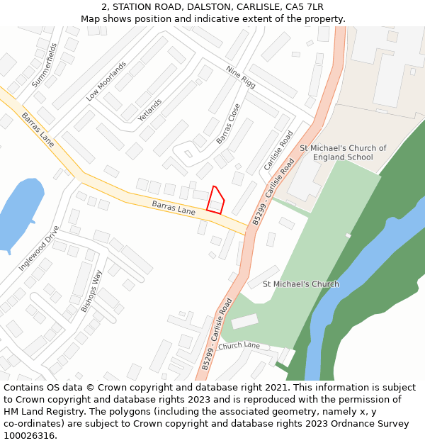 2, STATION ROAD, DALSTON, CARLISLE, CA5 7LR: Location map and indicative extent of plot