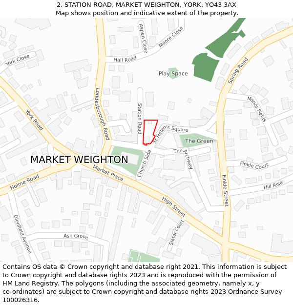 2, STATION ROAD, MARKET WEIGHTON, YORK, YO43 3AX: Location map and indicative extent of plot