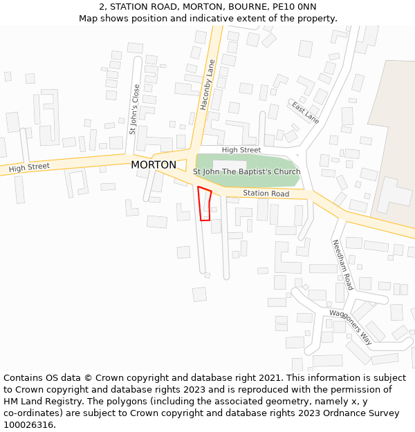 2, STATION ROAD, MORTON, BOURNE, PE10 0NN: Location map and indicative extent of plot