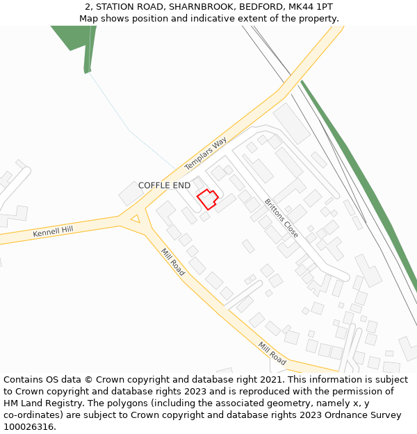 2, STATION ROAD, SHARNBROOK, BEDFORD, MK44 1PT: Location map and indicative extent of plot
