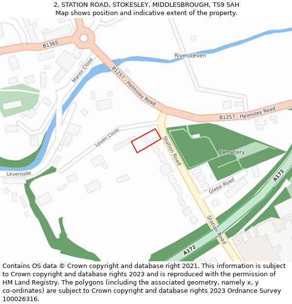 2, STATION ROAD, STOKESLEY, MIDDLESBROUGH, TS9 5AH: Location map and indicative extent of plot