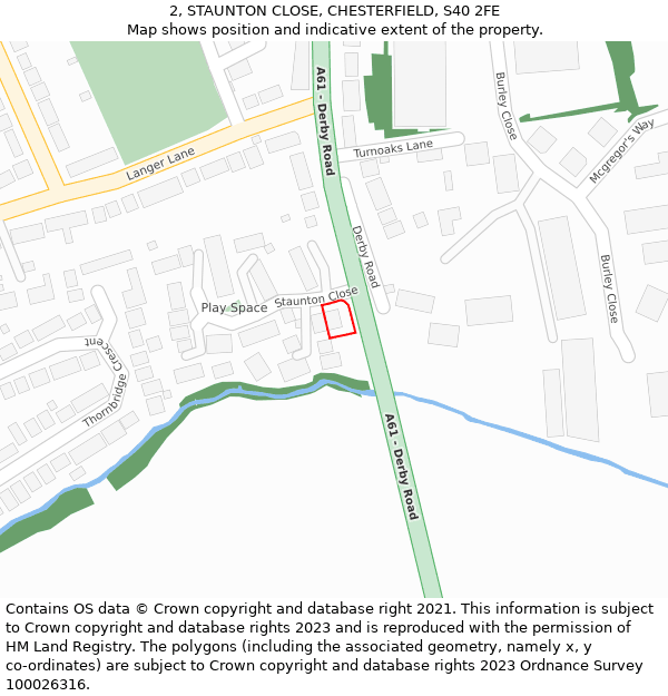 2, STAUNTON CLOSE, CHESTERFIELD, S40 2FE: Location map and indicative extent of plot