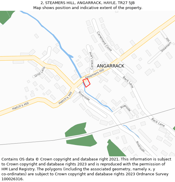 2, STEAMERS HILL, ANGARRACK, HAYLE, TR27 5JB: Location map and indicative extent of plot