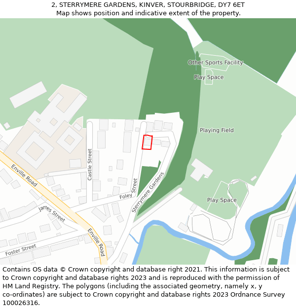 2, STERRYMERE GARDENS, KINVER, STOURBRIDGE, DY7 6ET: Location map and indicative extent of plot