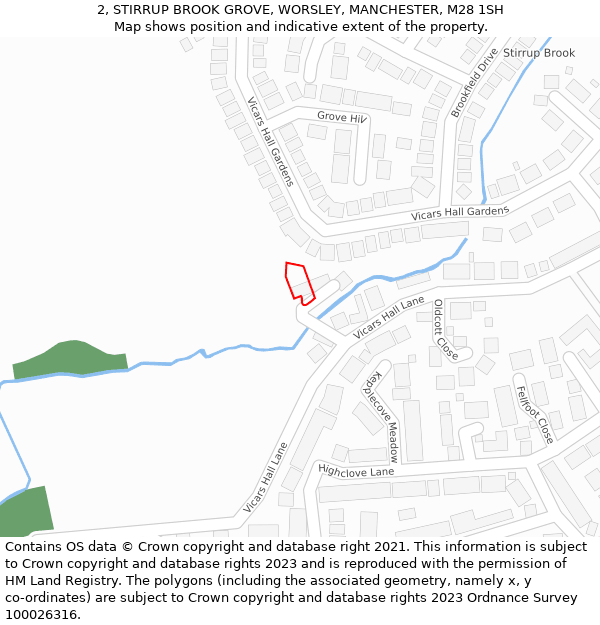2, STIRRUP BROOK GROVE, WORSLEY, MANCHESTER, M28 1SH: Location map and indicative extent of plot