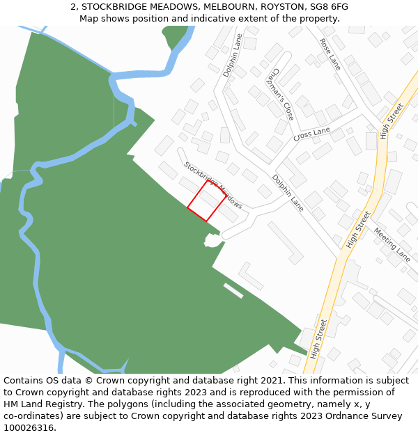 2, STOCKBRIDGE MEADOWS, MELBOURN, ROYSTON, SG8 6FG: Location map and indicative extent of plot