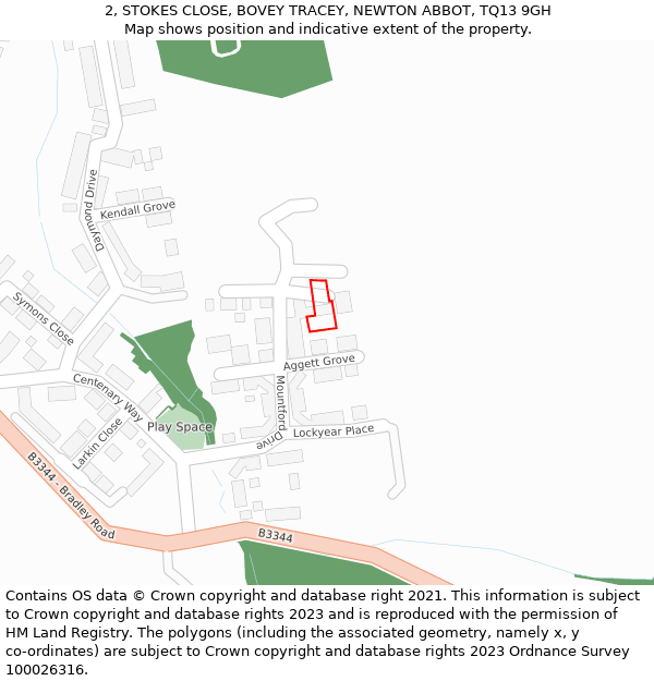 2, STOKES CLOSE, BOVEY TRACEY, NEWTON ABBOT, TQ13 9GH: Location map and indicative extent of plot