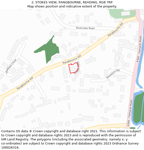 2, STOKES VIEW, PANGBOURNE, READING, RG8 7RP: Location map and indicative extent of plot