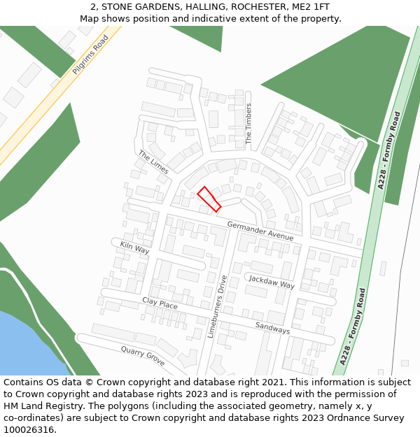 2, STONE GARDENS, HALLING, ROCHESTER, ME2 1FT: Location map and indicative extent of plot